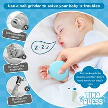 Tinabless 1pc Gentle Electric Nail Trimmer | Kids Nail Clipper | Automatic Nail File, 6 Grinding Heads, Nail Clipper And Nail File Tool For Fingernails And Toenails, Easily And Gently Trims Nails