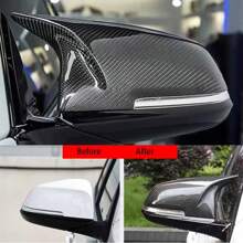 2pcs Set Carbon Fiber Texture Rear View Mirror Shell Cover - Rearview Mirror Protection Case, Fit For BMW 1 2 3 4 X M Series, Auto Exterior Replacement Parts