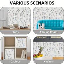 1 卷小花自粘乙烯基壁纸 17.1 英寸 X 39.3/118.1/196.8 英寸 可移除黄色花卉壁纸，可轻松 DIY 家居装饰，适用于卧室、客厅、橱柜、桌子和家具 高品质乙烯基材料，图案灵活，可搭配花卉墙面装饰 - 淺藍色 - 查看 7