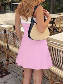 Women Elegant Bodycon Spring Summer Party Vacation Night Out Casual Tube Dress - Pink - View 4