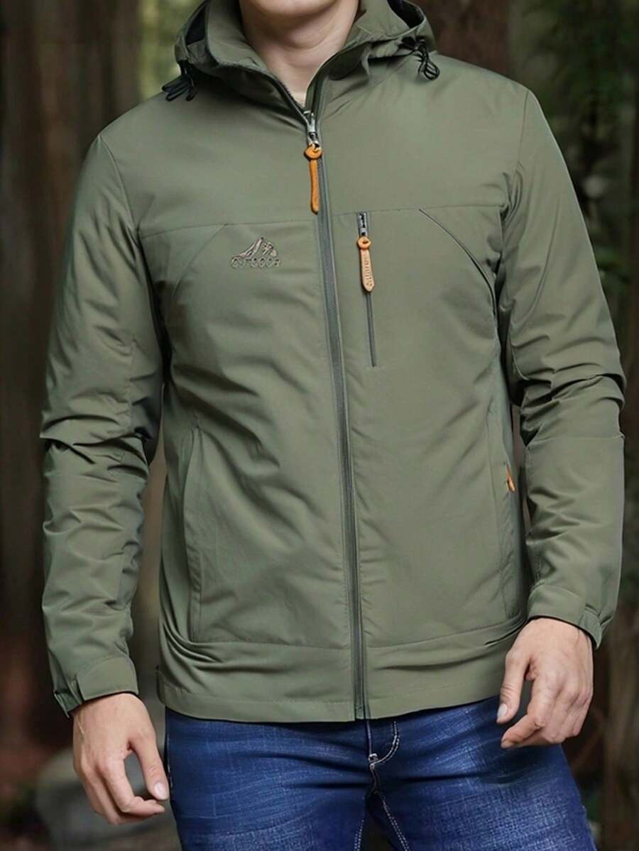 Men's Casual Waterproof Windbreaker, Men's Coats, Winter Coat, Hoodies, Camping, Hiking Jacket - 綠色 - 查看 1