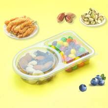 20pcs Portable Dual Compartment Condiment Containers - Reusable Plastic Sauce And Dip Trays, Multi-Function Dip Cups With Lids, Salad Sauce Take-Out Containers, Seasoning Boxes With Dual Compartments, Dual Compartment Snack Containers For Take-Out Sauces, Back To School, Halloween, Travel Snacks And Sauces, Beach Snacks, Christmas, Halloween, Mother's Day, 4th Of July, Parties, Birthday Parties, Gatherings