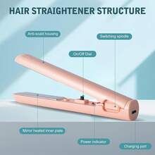 Mini Dual Purpose Curling Iron,Upgrade Small Hair Straightener,Portable 2 In 1 Straightener And Curler,Curling Wand And Flat Iron Travel For All Hair Types (Pink, 1pc)