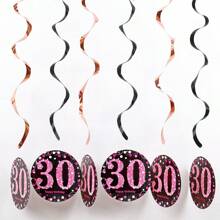 1set Rose Gold PVC Spiral Happy Birthday Swirl 18/21/30/40/50/60/70/80 Years Old Hanging Ornaments Birthday Party Decorations Birthday Decor
