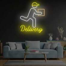 可定制快递配送 LED 霓虹灯 - USB 供电 10 级可调亮度壁灯，带有个性化文字，多色照明，适用于家庭办公室和快递站装饰，定制 LED 霓虹灯，壁挂灯 - 16 英寸/40.6 厘米 - 查看 9