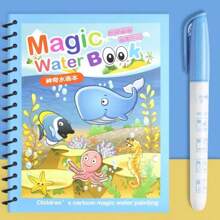 Children Early Education Magical Book With Pen Water Drawing Montessori Gift Reusable Coloring Book Magic Drawing Book(Random Style)