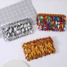 2码 6厘米宽 塑料叶形亮片流苏装饰窗帘流苏花边蕾丝 DIY缝纫配件 工艺品流苏拉丁舞表演服装流苏缝纫流苏流苏花边装饰高级定制缝纫流苏面料和蕾丝流苏工艺品蕾丝工艺品流苏装饰刺绣蕾丝 - 多色 - 查看 9