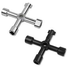 1pc Multi-Functional High Carbon Steel Key Wrench, Suitable For Electrical Cabinet, Elevator, Water Meter Valve, Cross Wrench