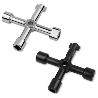 1pc Multi-Functional High Carbon Steel Key Wrench, Suitable For Electrical Cabinet, Elevator, Water Meter Valve, Cross Wrench