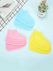 1 Pair Reusable Silicone Shoe Covers, Waterproof, Anti-Slip, Thickened, Durable, Portable, Odorless, Suitable For Both Men And Women (Slight Residues May Remain From The Manufacturing Process, Which Is A Normal Phenomenon And Does Not Affect The Use)