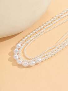 1pc Fashion Simple Style Pearl Beaded Necklace