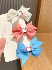 Sanrio Sanrio, 2pcs/4pcs, Hello Kitty Cartoon Bow Hair Clips. Available In Various Colors, They Are Beautiful And Lovely, Making The Best Gifts For Parties, Game-Themed Events, Birthday Parties, As Well As For Best Friends And Daughters. ,Hair Accessory, Claw Clips, Hair Slide, Hair Claws