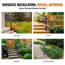 Outdoor Single Post Handrail For 1-3 Steps - 40.5" Floor-Mounted Stair Rail For  And Stability - Black - View 7