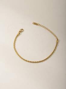 1pc Women's Minimalist Vintage Gold Braided Chain Bracelet, Versatile Daily Accessory