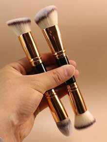 2件套双头化妆刷套装，含腮红刷、粉底刷、定妆刷、散粉刷，旅行化妆工具 - 金色 - 查看 6