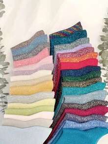 1/3/5 Đôi Tất Ngắn Lấp Lánh Cho Nữ, Tất Ngắn Thời Trang Thoải Mái Đa Năng, Thích Hợp Cho Tiệc/Tụ Tập/Mặc Hàng Ngày - Nhiều màu - Xem 3