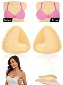2 Packs Breathable Triangle Silicone Adhesive Bra With Double Sided Brush Adhesive, Invisible Nipple Cover - Polyester, Non-Woven, Hand Washable, Great For Confidence Boosting, Confidence Bra | Simple Design | Breathable Fabric