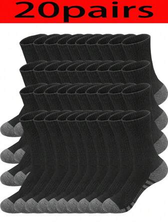 20 stuks sokken tot halverwege de kuit voor heren, unisex sokken geschikt voor dagelijks gebruik, vochtafvoerend, geurbestendig en ademend, geschikt voor hardlopen, sportschool, sport, wandelen en fietsen in de zomer