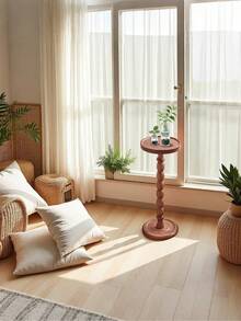 Meja Samping Kayu Bundar Modern, Meja Ujung, Meja Kopi Kayu, Meja Teh Kayu, Meja Samping Kecil, Meja Kopi Multifungsi untuk Ruang Tamu, Sofa, Kamar Tidur, Dudukan Tanaman Kayu, Furnitur Dekorasi Rumah, 24D x 24W x 60H Cm - MultiWarna - View 6