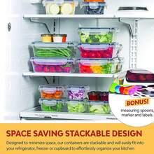 12-Piece Clear Plastic Food Storage Containers – Airtight Seal, Stackable, Kitchen Organization - Transparent - View 5