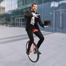 24 Inch Outdoor Wheel Unicycle, Height Adjustable Unicycle, One Wheel Bike With Alloy Rim, Balance Training, Talent Performance - Red - View 2