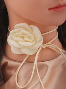 1 pieza Collar gargantilla de flor de rosa negra, gargantilla envuelta de estilo gótico oscuro, vintage y sexy con decoración de camelias, adecuado para vestidos, ocasiones formales, fiestas, regalo para amigos y citas