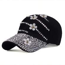 4 Decal Fashionable Women's Baseball Caps, Versatile Sun-Protective Baseball Caps For Outdoor Sports And Casual Wear, Nice Diamond-Encrusted Sun Hats For Travel, Gifts For Friends, Truck Driver Hats - màu đen - Xem 1