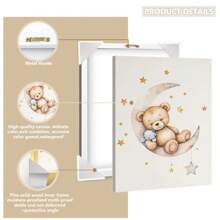 1件婴儿房墙饰。泰迪熊主题儿童房墙画，月亮星星图案儿童房装饰画，可爱小熊气球海报，儿童房装饰，婴儿礼物，复古可爱励志海报，儿童礼物。女孩房装饰，游戏室装饰，幼儿房墙饰。 - 彩色 - 查看 8