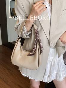 Fashionable Versatile Retro Print Shoulder Bag Underarm Bag With Scarf - View 6