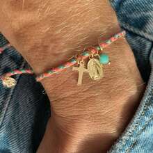 1pc Colorful Woven Religious Bohemian Style Beaded Bracelet Jewelry For Women, Summer Multi-Color Round Bead Accessories