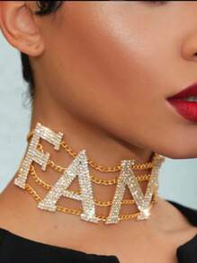 1 colar com strass da moda com a letra "NASTY", acessório de joia sexy para festa feminina