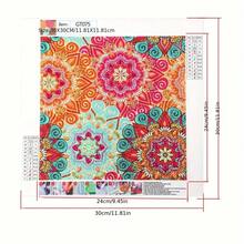 1 件成人 DIY 钻石画套装，不对称形状钻石，曼陀罗花卉图案，适合初学者、家居装饰、节日礼物 - 彩色 - 查看 3