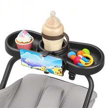 3-In-1 Universal Stroller Tray With Durable ABS Material, Double Non-Slip Grip - Convenient Accessory For Parents On The Go With Cup Holder, Phone Slot, And Snack Compartment - Suitable For 0-3 Years Old - Multicolor - View 1