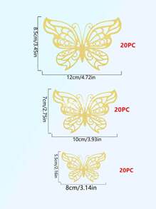 48Pcs Gold Butterfly Decorations 3D Butterfly Wall Decor, Butterfly Party Decorations, Birthday Decorations, Butterflies For Crafts, Cake Decorating, Wall Stickers Room Decor For BabyShower GirlsKids