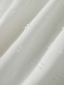 Women's Button Down Blouse Loose Fit Solid/Floral Print Ruffled V Neck Elbow Sleeve Tops - trắng - Xem 5