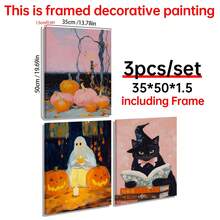 3 件套万圣节画廊套装、黑猫女巫印花、女巫装饰、万圣节墙面套装、万圣节可打印墙面艺术、万圣节装饰、房间装饰美学、家居装饰、帆布墙面艺术、墙面装饰、卧室装饰、可选画框