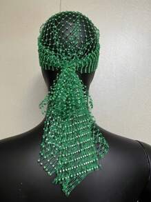 1 peça 90 cm strass embutidos rede de pesca touca de cabelo lenço de cabeça elástico envoltório de cabeça bandana feminina