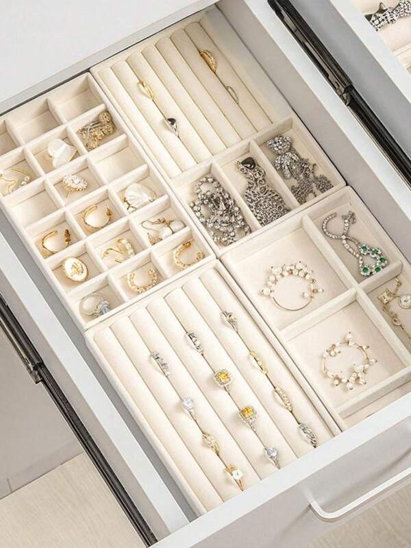 9/1pc Transparent Jewelry Organizer Tray, Large Capacity Jewelry Tray, Multi-Function PU Leather Jewelry Tray With Watch Holder, Storage For Earrings, Rings, Necklaces, Bracelets, Pendant, Cosmetics Lipstick, Jewelry Display Box, Birthday & Anniversary Gift