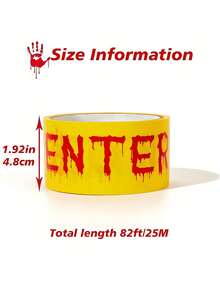 1pc Halloween Bloody Handprints Caution Tape - Plastic Horror Warning Ribbon For Zombie Party Decor, Barrier & Scare Accessory - Multicolor - View 3