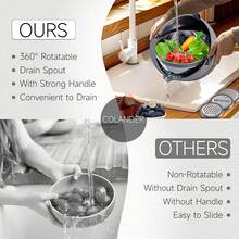 4-1 Colander With Bowl Set - Pasta Strainer - Colander For Kitchen - Strainers And Colanders Rice Strainer Fruit Cleaner Veggie Wash Sink Strainer Kitchen Essentials - Dark Grey - Multicolor - View 6