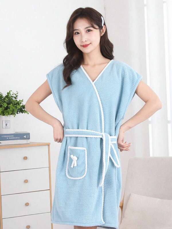 Draagbare badhanddoek, absorberende snel drogende badjas, schattige badjas voor thuis, nachtkleding, koraalfleece, casual badjas, alle seizoenen