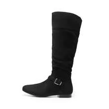 Women's Platform Knee High Boots Fashion Flat Pull On Fall Weather Slouchy Wild Knee High Boots - màu đen - Xem 3