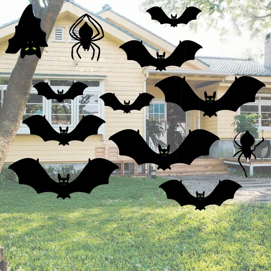 7 件 3D 蝙蝠，树上悬挂蝙蝠，夜光万圣节恐怖装饰，万圣节派对用品，万圣节悬挂装饰家居装饰万圣节装饰房间装饰秋季装饰