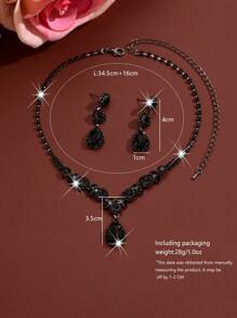 1 Set Punk Dark Style Kristall Ohrringe & Halskette Set, geeignet für Frauen Hochzeit, Bankett, Party, Urlaubsgeschenk