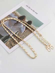 1 Bag With Shoulder Strap, Simple Style, Thin Chain, Diagonal Span, Zinc Alloy Material, DIY Accessory, Adjustable And Retractable Bag Chain, Mobile Phone Hanging Rope Chain, Bag Chain, Mobile Phone Hanging Rope Chain, Women's Shoulder Strap