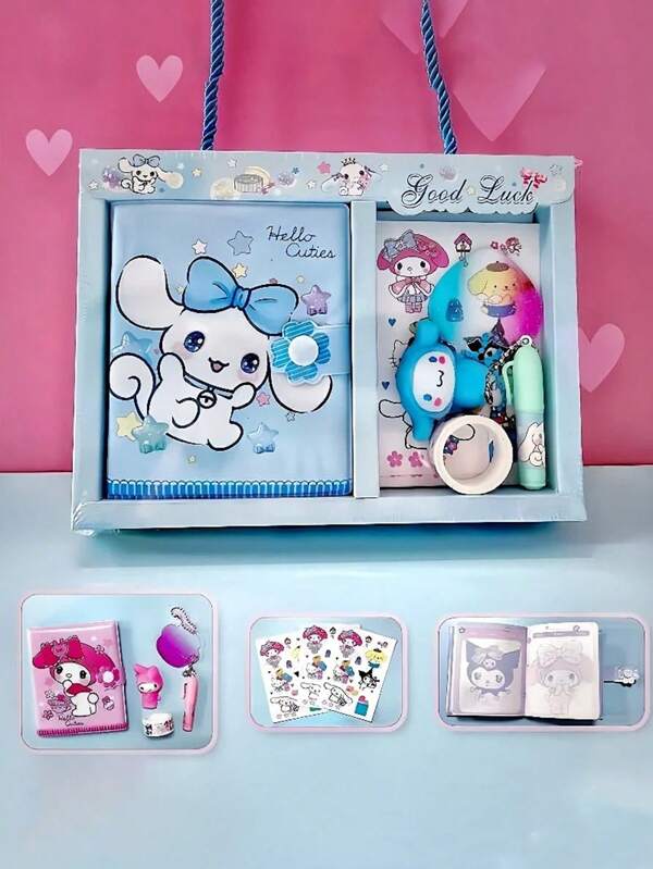 Sanrio Caja de regalo de cuaderno de dibujos animados Sanrio, personaje de anime Cinrollroll My Mel, Set de libretas de Hello Kitty, papelería de estudiante Kawaii, regalo, regalos de vuelta a la escuela