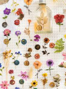 40 adesivos decorativos com estampas florais artísticas, material escolar, volta às aulas