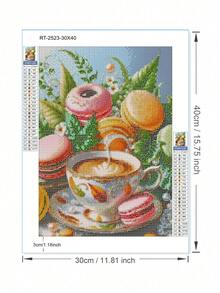 1 Pc Desserts And Coffee Diamond Painting Full Round Diamond Food Photos Embroidery DIY Kitchen Restaurant Decoration Handmade Hobby Gift - Green - View 2