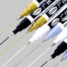 Caneta Marcadora de Tinta Tipo Agulha com Ponta de 0,7mm, Marcador Permanente, 4 Cores (Dourado, Prata, Preto, Branco) Para Retoque de Modelos em Metal, Brinquedos, Madeira, Pedras, Pintura de Pneus, Cartões de Saudação, DIY, Volta às Aulas - Multicolorido - Visão 7