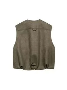 Seelio 春夏新款女士天鹅绒质感背心外套 - 軍綠色 - 查看 10